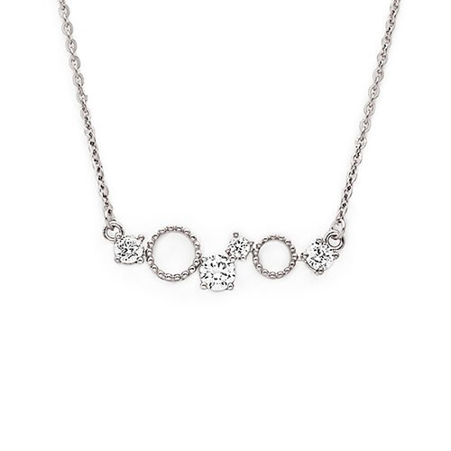 Silver Crystal Gears Necklace