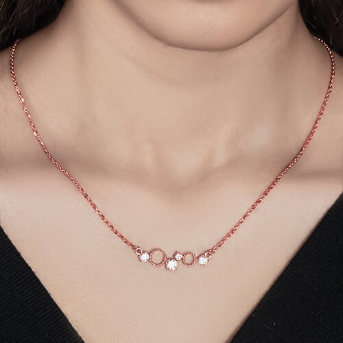 Rose Gold Crystal Gears Necklace