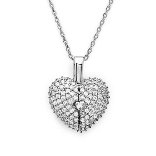 Silver Open Heart Pendant with Chain