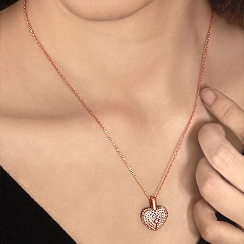 Rose Gold Open Heart Pendant with Chain