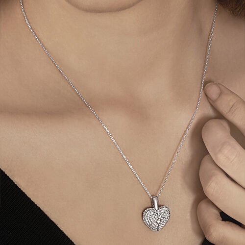 Silver Open Heart Pendant with Chain