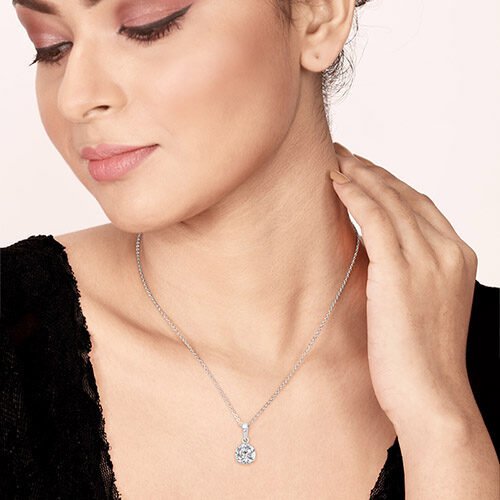 Silver Solitaire Dream 8 mm Pendant with Chain