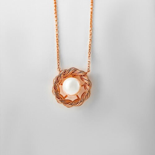 Rose Gold Pearl Nest Necklace