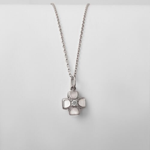 Silver Flora Cross Pendant with Chain