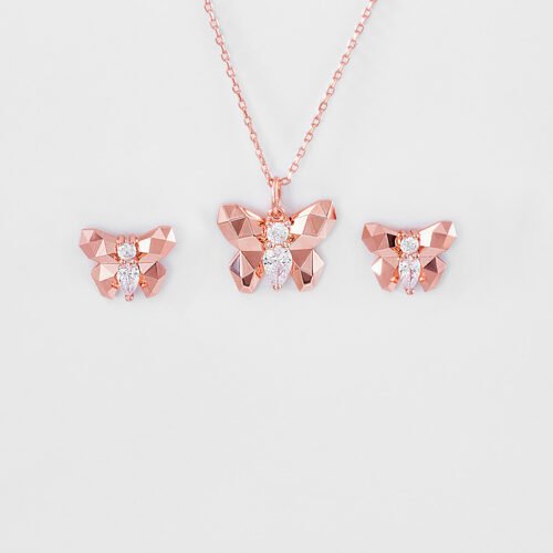 Rose Gold Flutter Pendant Set