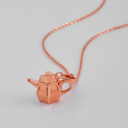 Rose Gold Tiny Tea-Pot Pendant with Chain