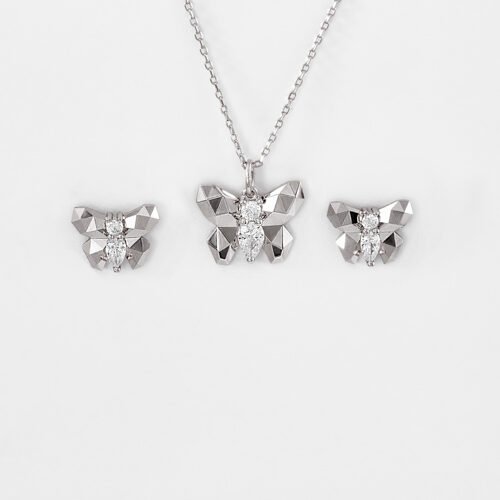 Silver Flutter Pendant Set