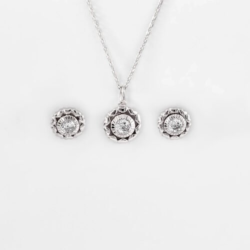 Silver Wheel Of Heart Pendant Set