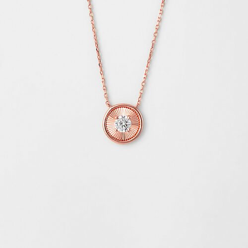 Rose Gold Stone Rim Necklace