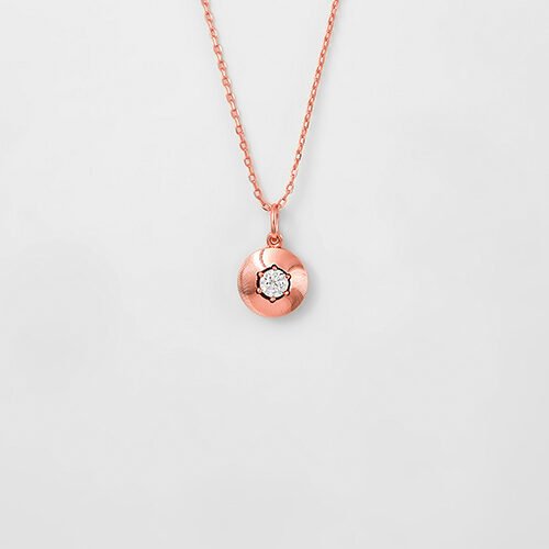 Rose Gold Round Illusion Pendant with Chain