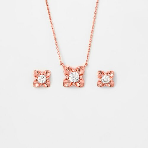 Rose Gold Floral Pendant Set