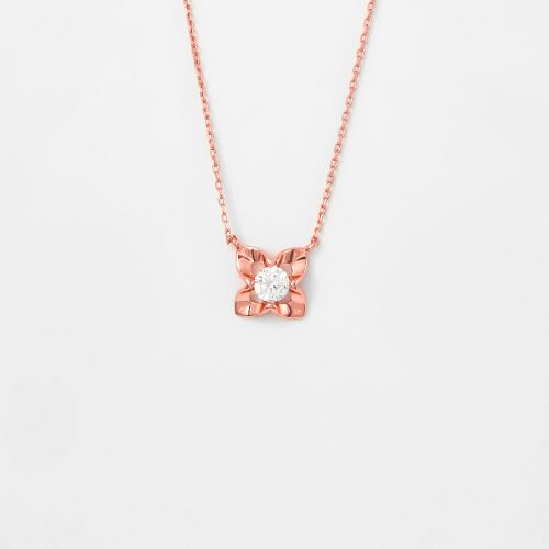 Rose Gold Floral Pendant with Chain