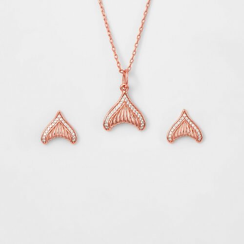 Rose Gold Mermaid's Tail Pendant Set