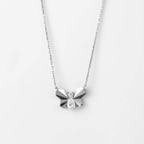 Silver Social Butterfly Pendant with Chain