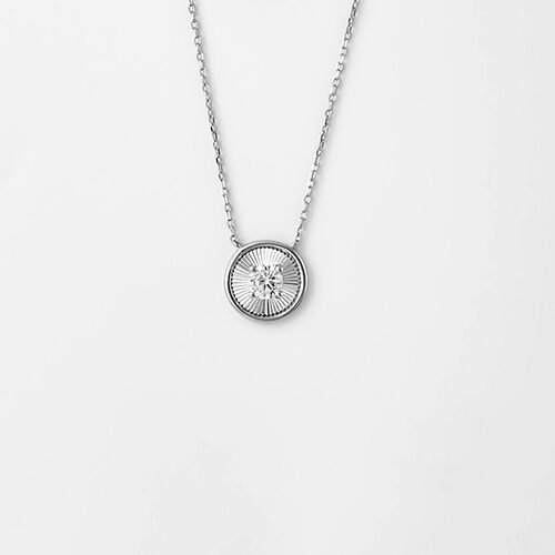 Silver Stone Rim Necklace