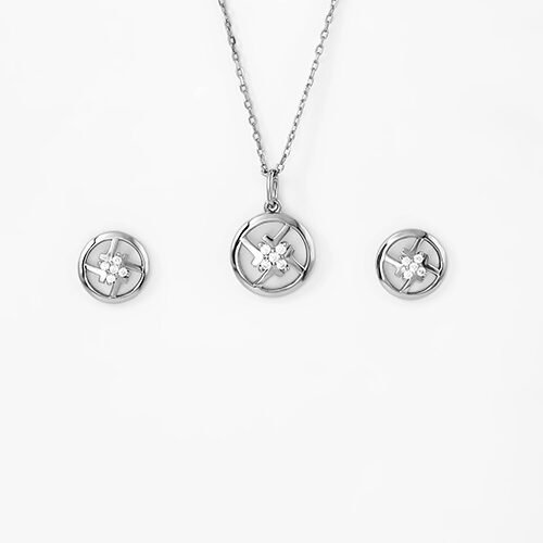 Silver Bouquet Pendant Set