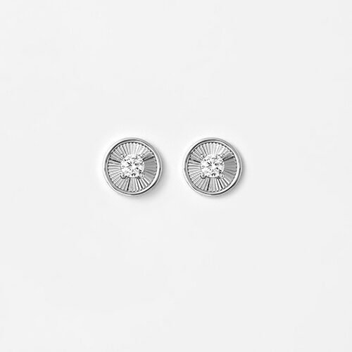 Silver Stone Rim Earrings