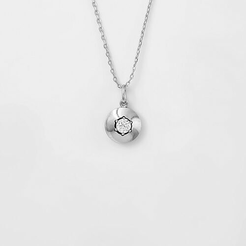 Silver Round Illusion Pendant with Chain
