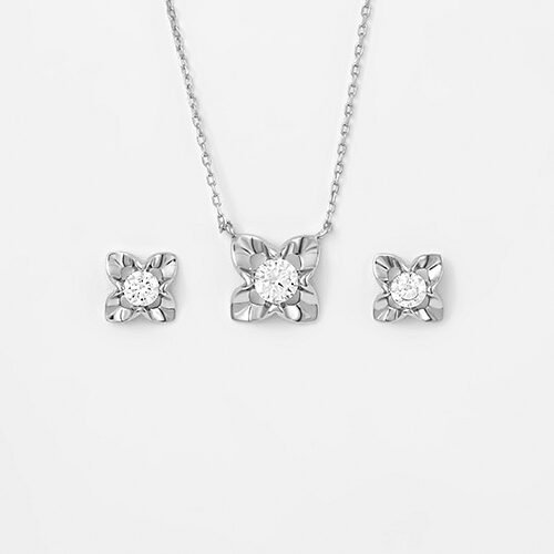 Silver Floral Pendant Set