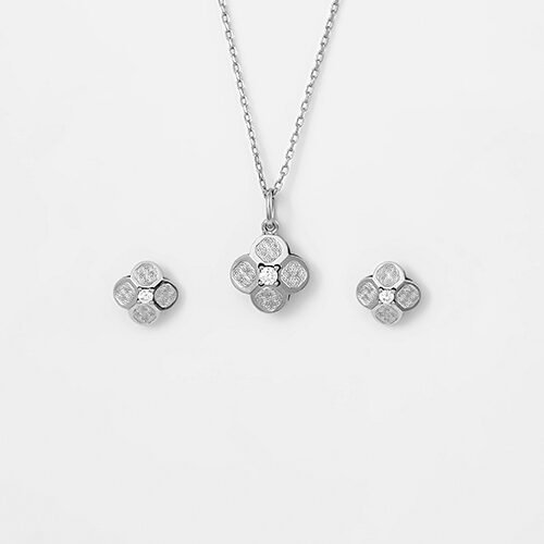 Silver Mini Flower Pendant Set