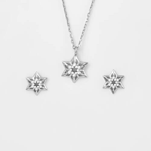 Silver Pole Star Pendant Set