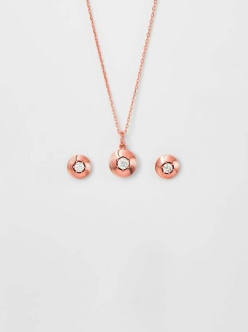 Rose Gold Round Illusion Pendant Set
