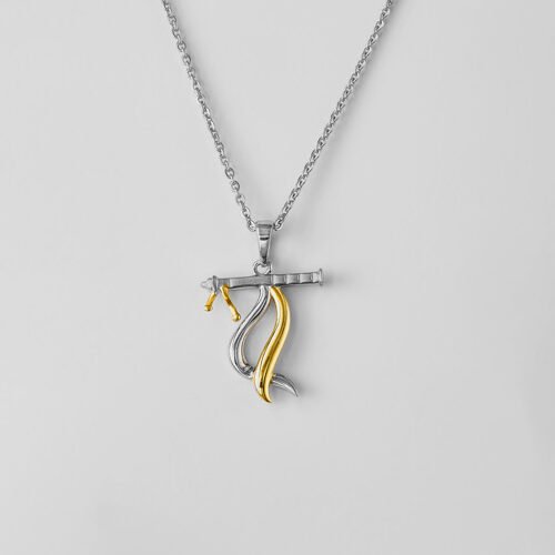 Two Tone Gold Baasuri Pendant with Chain