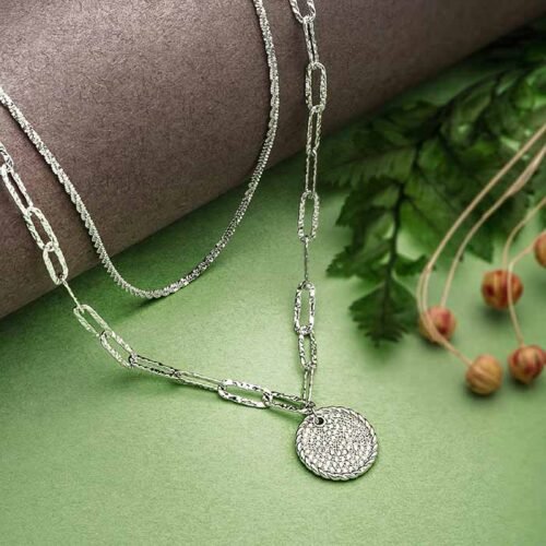 Silver Digital Love Pendant Set